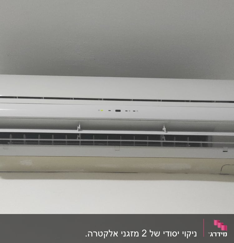 יחידת מיזוג אוויר מותקנת על קיר לבן
